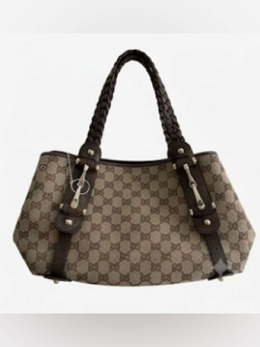 Gucci Beige & Brown GG Canvas Shoulder Bag